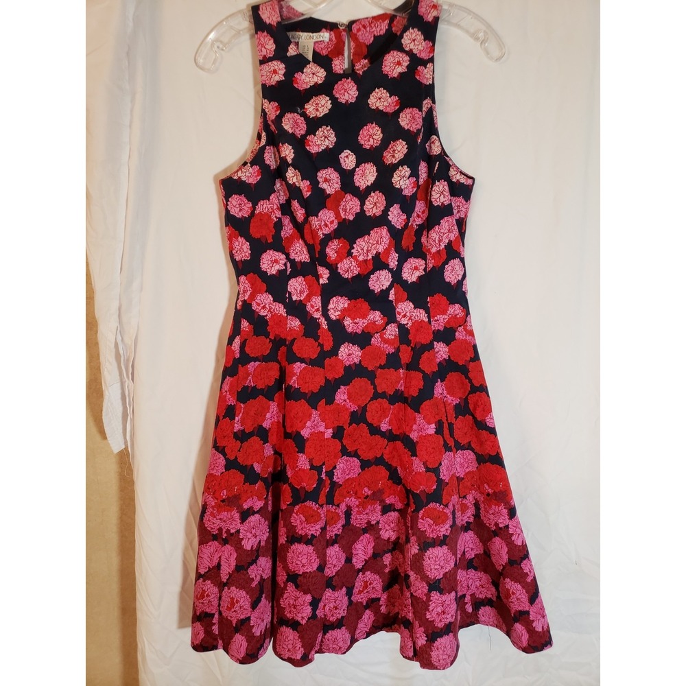 Women's Maggy London Sleeveless Red And Pink Floral Dress Size 8